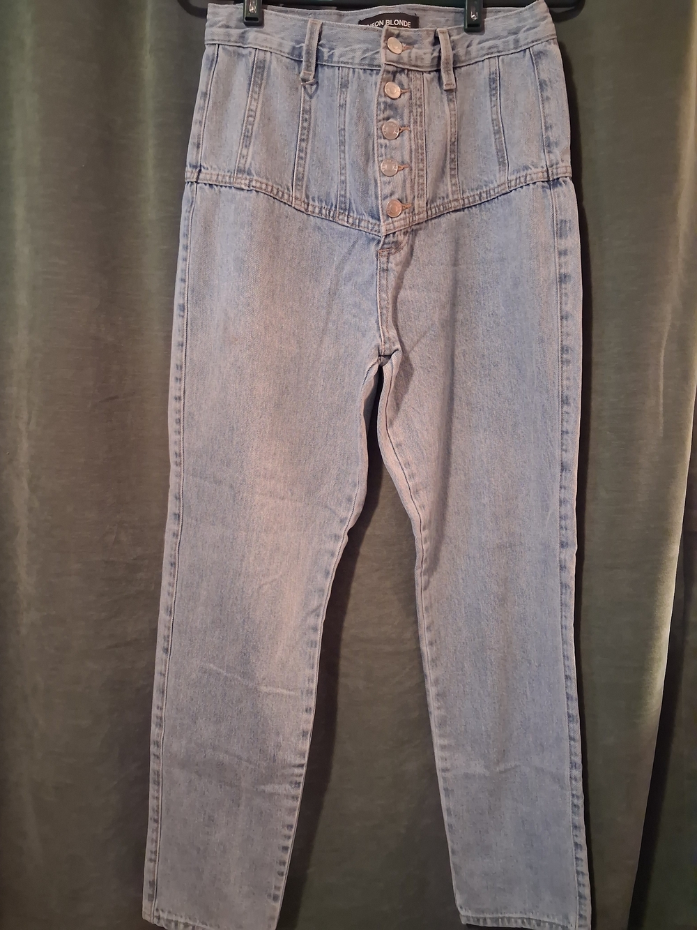 Neon Blonde Button-Front High-Waist Jeans